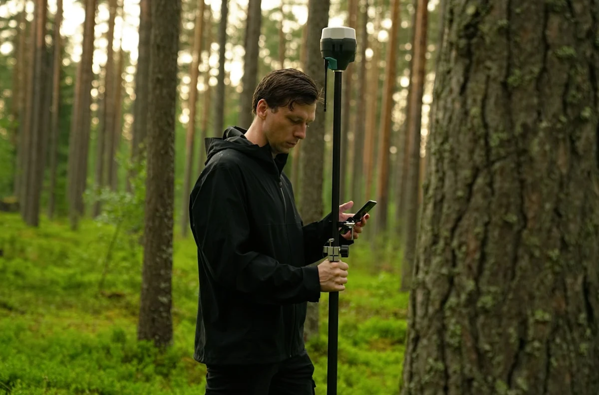 Forest surveyor with GPS equipment - Government data