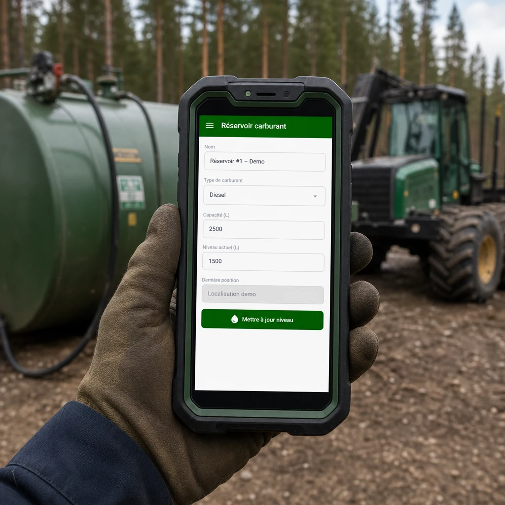 Suivi du carburant en forêt - photo du compteur au moment du plein